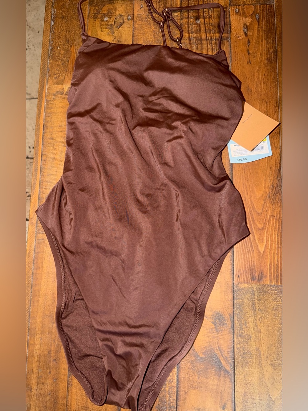 Target Brown Satin Bandeau One-Piece Swim